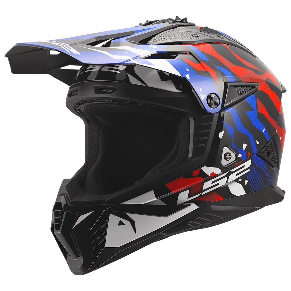 MX708 FAST II - GROTESK - MATT WHITE BLUE RED CASCO LS2 - MX708 FAST II - MATT WHITE BLUE RED - Imagen 1